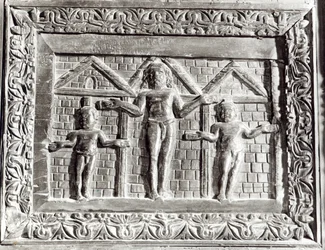 The Crucifixion, panel from a door decorated with scenes from the Old and New Testament